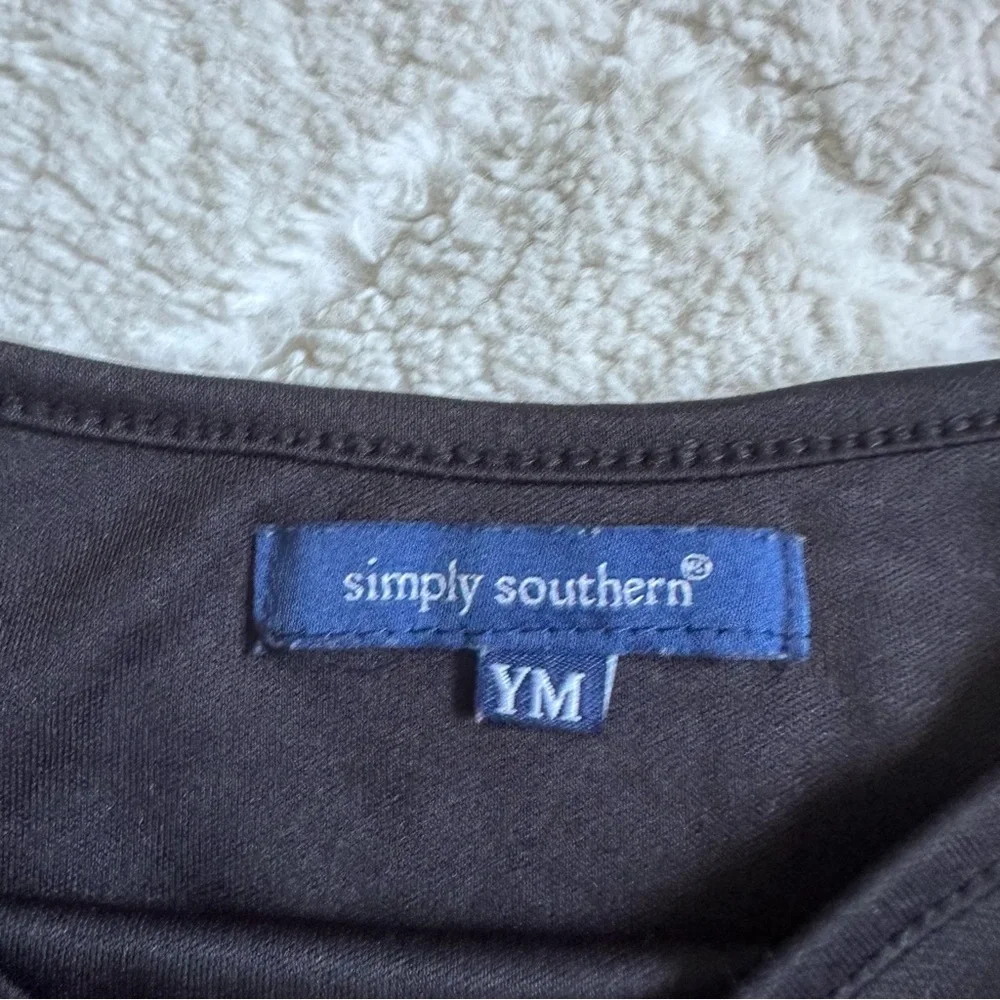 Simply Southern | Black Long Sleeve Wrap Top | Size Youth Medium